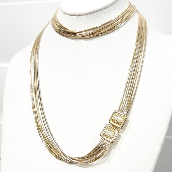 Givenchy Jewelry - Givenchy Vintage Necklace Multi Chain Logo Belt Buckle Accent Gold Tone 35" Long